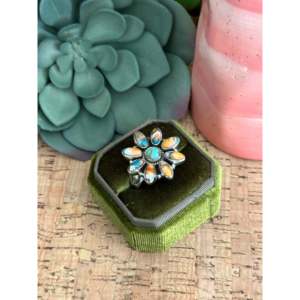 Southwest Handmade Turquoise Opal <b>Sterling</b> <b>Silver</b> <b>Adjustable</b> <b>Ring</b> - Product Image 4