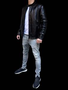 Chaqueta de Cuero para Hombre de Alta Calidad, Fabricada Profesionalmente, de Poliéster/Algodón, Forro Polar de Doble Cara, Cuello Alto, Impermeable - Product Image 3