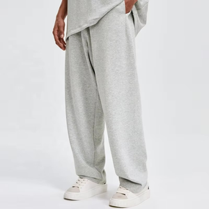 Manufacturer High Quality Pants Heavy <b>Weight</b> Polyester Cotton Baggy Grey Elastic Waist Wide Straight <b>Leg</b> Sweatpants for Men - Product Image 1