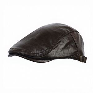 หมวกสไตล์อเมริกัน หมวกหนังทรง Forward Cap หมวกย้อนยุค แฟชั่นอเนกประสงค์ หมวกเบเร่ต์แนววรรณกรรม - Product Image 1