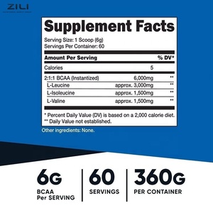 OEM <span class=keywords><strong>BCAA</strong></span> Poeder 4:1:1 Hoog Leucinegehalte 8g <span class=keywords><strong>BCAA</strong></span>'s per portie |   Spiergroei en uithoudingsvermogen |   Suikervrij |   30 porties |   GMP Private Label - Product Image 2