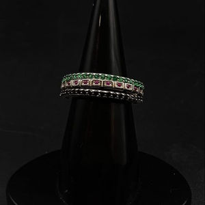 แหวนเซอร์โคเนียทรงลูกบาศก์ชุบเงินหลาย CZ สำหรับผู้หญิงแหวนหมั้นสำหรับงานแต่งงานสง่างามละเอียดอ่อน - Product Image 1