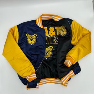 Personnalisé pour A & T Aggies Bulldog Varsity Bomber Jacket Hommes Femmes Peau de Mouton Respirant Tricoté Tissu Peigné Haut - Product Image 2