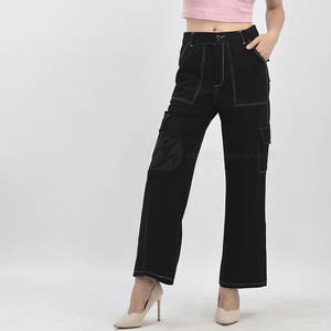 Venta al por mayor de pantalones de cintura media de las mujeres de carga ropa deportiva para el invierno frente plano teñido en línea Venta - Product Image 4
