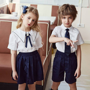 ชุดนักเรียน2ชิ้นชุดเดรสแขนสั้นสำหรับเด็กนักเรียนสำหรับเด็กนักเรียนประถมคลาสสิก - Product Image 3
