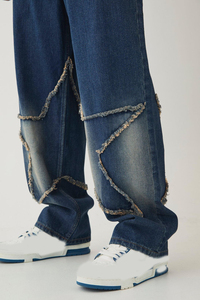 เสื้อผ้าแฟชั่นแนวสตรีทแวร์สำหรับผู้ชายกางเกงผ้ายีนส์โอเวอร์ไซส์สำหรับผู้ชายกางเกงผ้ายีนส์ขาดๆผ้าฝ้าย100% สำหรับผู้ชาย - Product Image 3