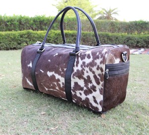 Bolsa de lona de cuero genuino con clase de lujo con ruedas Durable Sports Gym Overnight Weekender Duffel Bolsa de equipaje - Product Image 1