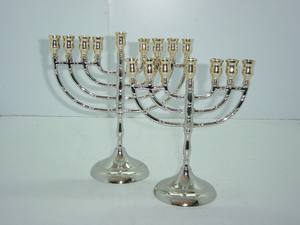 Fancy Brass Metal Tabletop Menorah <b>Candle</b> Holder Indian Creative Design Hand Made Premium Mini Menorah Multi <b>Flame</b> <b>Candle</b> Holder - Product Image 3