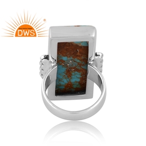 Best quality <b>oxidized</b> sterling silver Natural Kingman Turquoise gemstone statement ring custom jewelry manufacturer - Product Image 4
