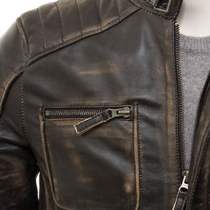 แจ็คเก็ตหนังวัวแท้ผู้ชายขายดีที่สุด คอตั้ง สไตล์ไฮสตรีท กันน้ำ ระบายอากาศ กันลม สำหรับฤดูหนาว - Product Image 5