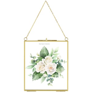 Wholesaler Glass and Brass Wall Hanging Photo <strong>Frame</strong> Double Glass <strong>Floating</strong> Flower Pressed Picture Glass <strong>Frame</strong> - Product Image 6
