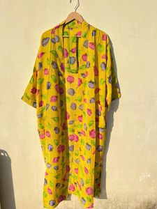 Robe Kimono en soie faite à la main pour femmes belle conception indienne séchage rapide et lisse 100% mousseline de soie pour l'été automne printemps - Product Image 3