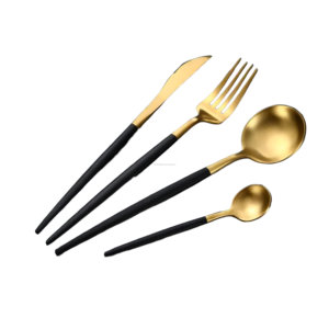 Ensemble de couverts noirs chics de haute qualité pour la fête d'hôtel de restaurant de mariage - Product Image 1