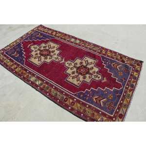 3.5x6.8 ft Vintage Rug, <b>Red</b> Plants & trees Turkish Rug <b>Wool</b> - Product Image 4