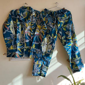 Pyjama en coton pour femmes avec belle impression de singe col en V longue nuit costume respirant confortable vêtements de nuit vêtements de détente ensemble cadeau - Product Image 1