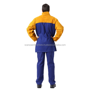 Veste de soudage unisexe en cuir de vache jaune brun avec logo personnalisé, niveau de protection, ignifuge, anti-rayonnement, résistante à la chaleur - Product Image 6