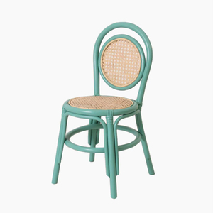 <b>Vintage</b> Rattan High <b>Chair</b> For Kids Handmade Baby Dining <b>Chair</b> With Safety Bar Blue Rattan Kid <b>Chair</b> For Children Room - Product Image 1