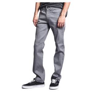 Men's Slim Fit Unwashed Raw Denim Jeans DL980-IndigoJet <b>Black</b> Fade Breathable <b>Button</b> Lightweight Casual Winter Summer 100% - Product Image 4
