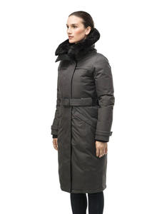 Dernier parka court à capuche pour femmes gris acier avec logo personnalisé veste d'hiver matelassée et bouffante en tricot - Product Image 6