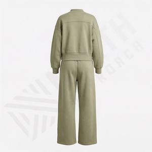 Conjunto de 2 Piezas de Sudadera con Capucha y Pantalones Deportivos de Felpa de Peso Medio 100% Algodón para Mujer, Estilo Vintage, para Otoño e Invierno - Product Image 2