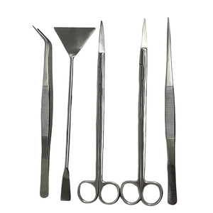 Kit d'outils d'aquarium en acier inoxydable long 5 en 1 ensemble d'outils d'éclairage d'étang 5 en 1 avec pince à épiler ciseaux spatule fabriqué au Pakistan - Product Image 4