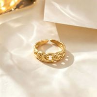 Resoul Wasserdichter Massiver 18K Vergoldeter Hochglanz-Edelstahl-Hammerbreiter Fingerring für Frauen Geschenk