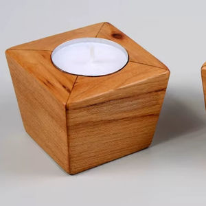 Support de bougie en bois rustique avec pot à bougie unique pour la décoration d'éclairage domestique - Product Image 1