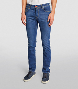 กางเกงยีนส์แฟชั่นสำหรับผู้ชายกางเกงยีนส์ผ้ายีนส์สีฟ้าและน้ำเงินทรงสลิมฟิตสำหรับผู้ชายโลโก้ตามสั่ง - Product Image 3