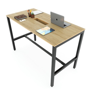 Industrial Design 160x80x105cm Standing Conference <b>Table</b> Plywood Wood with Iron Legs Assembly Required-STD68039 - Product Image 1