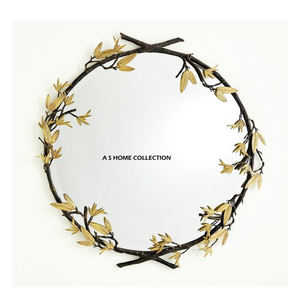 Modern <b>Home</b> Aluminum Metal Round Shape Golden Finished Wall Mirror Luxury <b>Home</b> Accent Wall Decoration - Product Image 4