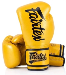 นวมชกมวย Fairtex สีเหลืองแบบกำหนดเอง คุณภาพพรีเมียม หนังแท้ กันน้ำ แบบผูกเชือก สำหรับฝึกซ้อมและแข่งขัน MMA มวยไทย - Product Image 1