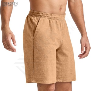 Shorts de sport pour hommes, style streetwear, couleur unie, micro-stretch, molleton, cordon de serrage, vente en gros - Product Image 3