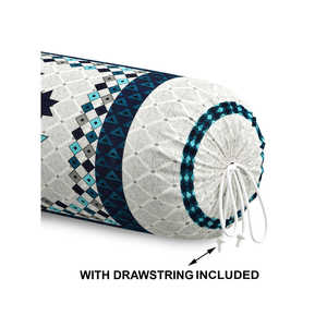 Hecho a mano Jaipur Rajasthani Blue Star Block Print Cotton Bolster Cover Juego de 2 piezas para decoración del hogar - Product Image 6