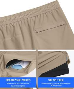 Custom Athletic Mesh <b>Shorts</b> <b>with</b> Compression Liner <b>Phone</b> <b>Pocket</b> Sporty Style for Workout Sports Fitness Gym Running Jogging - Product Image 5