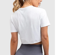 T-shirt court à manches courtes pour femme, style streetwear, tie-dye délavé, avec logo personnalisé et appliques estivales, haute qualité, pour le sport et la gym