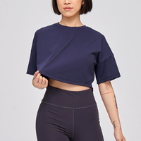 Camisetas Cortas Casuales y Cómodas para Mujer, Estilo Holgado, de Poliéster/Algodón, Ligeras, Transpirables y Ecológicas