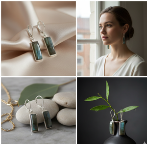 Trendy 18k Gold Rhodium Plated 925 Sterling <b>Silver</b> Labradorite <b>Drop</b> <b>Earrings</b> Classic Style Jewelry for Women - Product Image 4