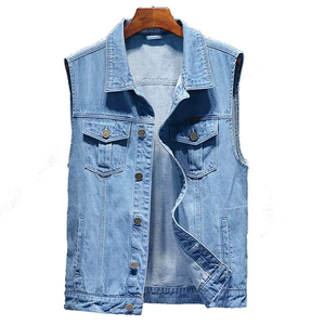 Gilet en jean unisexe pour homme et femme, nouveau design tendance, sans manches, avec capuche, fourni par l'usine - Product Image 1