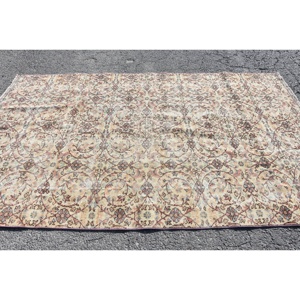 Grand tapis turc de 5,2 x 8,8 pieds, tapis vintage rayé brun - Product Image 3