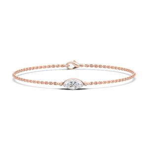 Pulsera de cadena de platino de 7 pulgadas para ella, 0,50 quilates, 2017/VS Lab Grown Marquise Diamond Solitaire - Product Image 2
