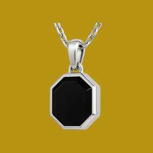 Monture de bijoux en argent sterling 925 unisexe avec pendentif plaqué or et onyx noir, cadeau d'anniversaire - Product Image 2
