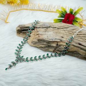 Collier de demoiselle d'honneur en onyx vert naturel en argent sterling 925 bijoux de mariage en pierres précieuses vertes cadeau d'anniversaire pour elle - Product Image 2