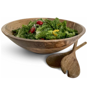 Fairwood Way ensemble de saladiers en bois de manguier rustique 15 pouces extra large bol en bois avec serveurs pour les mariages - Product Image 1