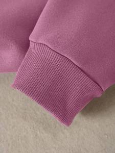 Unisex Oversized Purple Crewneck Sweatshirt Heavyweight Fleece Pullover Loose Fit Drop Shoulder Winter Cotton Streetwear - Product Image 4