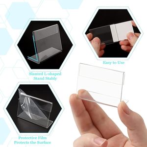 Simple L-Shape 3x2 Inches Acrylic Sign Holder <b>Table</b> Display Stand for Label Price Tags Name <b>Card</b> Holder - Product Image 4