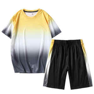 ชุดกีฬาฤดูร้อนเสื้อยืด + กางเกงขาสั้นชุดกีฬาลำลองชุด2ชิ้นกางเกงขาสั้นแขนสั้นผู้ชาย - Product Image 1
