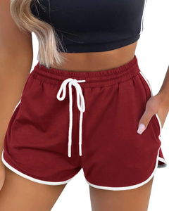 Style chaud femmes Shorts vêtements de course femmes Fitness Gym court lâche respirant Yoga femme court couleur unie coton personnalisé matériel - Product Image 4