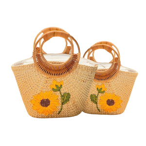 Bolso de mano de bambú ecológico multiusos, bolso de mano para mujer, decorativo hecho a mano para estética rústica para el hogar - Product Image 1