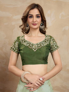 Trendmalls Jacquard seda bordado mujer Sari blusa sin costuras pieza () para verano invierno indio paquistaní - Product Image 5