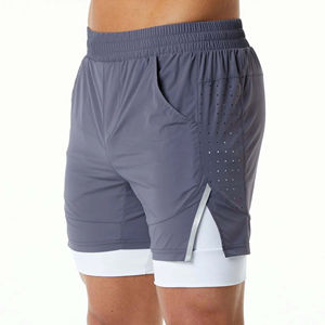 Pantalones cortos de gimnasio para hombre con cordón elástico y logotipo personalizado, pantalones cortos elásticos de 5 pulgadas para rendimiento físico, pantalones cortos para correr de secado rápido, entrenamiento de gimnasio - Product Image 3